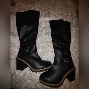 New JustFab Black Leather Women's Boots, Sz 9.5, Never Worn, Perfect Condition